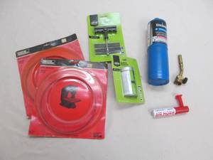 Band saw blades, tire repair kit, air hose