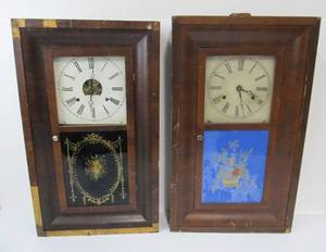 lot 65 image: 2 Large Antique 19th Century Weight Driven Clocks