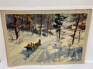 lot 52 image: Large Vintage 1940s SHEAFFER PEN Co. Advertising Christmas Easel Display Sign