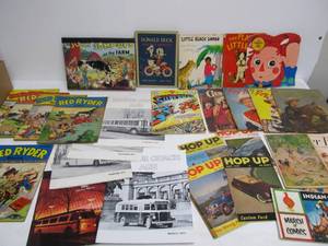 lot 125 image: Estate Lot of Vintage Comic Books Hot Rod Magazines Kids Books etc