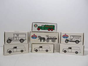 lot 23 image: Lot of 7 Mint in Box Diecast Gas & Oil Advertising Trucks