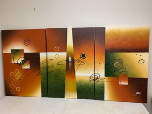 lot 200 image: Large Signed Original Oil on Canvas Triptych Paintings
