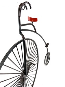 lot 201 image: Large Velocipede High Wheel Bicycle Metal Wall Sculpture