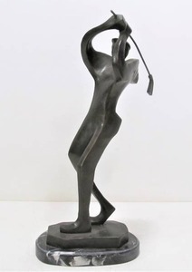 lot 27 image: Very Cool Signed Modernist Bronze Golf Sculpture - Gaspard