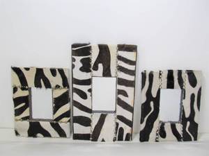 lot 45 image: Set of 3 Zebra Skin Wall Mirrors