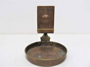 lot 88 image: Vintage Copper & Brass Arts & Crafts Style Ashtray wMatch holder 