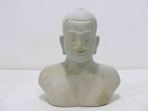 lot 91 image: Carved Stone Buddha Bust Statue