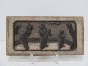 lot 93 image: Antique Oriental Relief Carved Wood Panel
