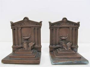 lot 94 image: Pair of Antique Signed WEIDLICH BROS Neoclassical Bronze Bookends
