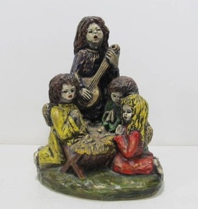 lot 105 image: Signed Vintage SILVANAO Continental Studios Figural Nativity wAngels 