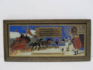 lot 106 image: Old Framed Vintage Reverse Painted Christmas Artwork