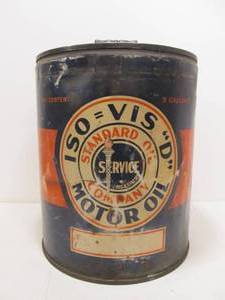 lot 132 image: Vintage 1930s Standard Oil ISO-VIS 5 Gallon Motor Oil Can