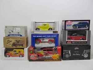 lot 136 image: Lot of 9 Diecast Metal Delivery Vans & Trucks