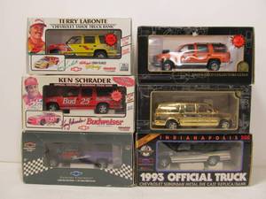 lot 141 image: Lot of 6 NASCAR & Indy Car Diecast Chevy Suburbans & Tahoes