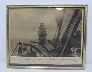lot 234 image: Antique Japanese Military Ship Photo wInscription