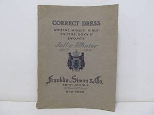 lot 241 image: Orig Antique 1910 Clothing Catalog From Franklin Simon & Company