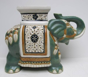 lot 220 image: Large Oriental Pottery Elephant Table Stand