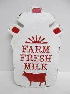 lot 227 image: Embossed Metal FARM FRESH MILK Primitive Dairy Sign