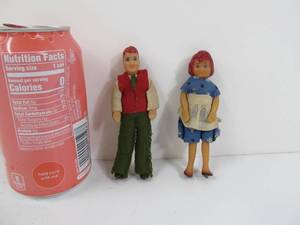 lot 253 image: Pair of Vintage Man & Woman Toy Figures wOriginal Outfits