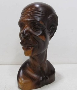 lot 307 image: Excellent Vintage Hand Carved Hardwood Bust Sculpture