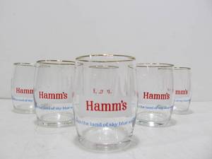 lot 309 image: Set of 6 Vintage Small HAMMS Beer Glasses