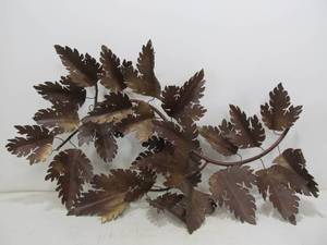 lot 313 image: C. Jere Style Mixed Metal Maple Leaves Branch Wall Sculpture