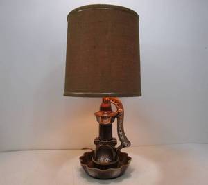 lot 314 image: C. MILLER Mid Century Ceramic Antique Water Pump Sculpture Lamp