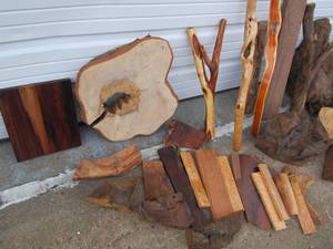 lot 287 image: LARGE Lot of Quality Exotic Woods - Burled Sections Slabs etc