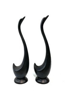 lot 264 image: Matching Pair of Vintage Mid Century Ceramic SwanGoose Sculptures
