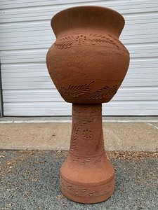 lot 80 image: Large 2-Piece Terra Cotta Planter Pot & Stand
