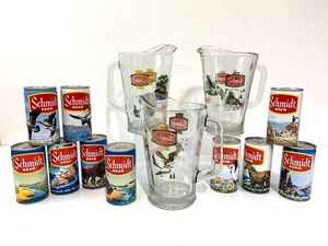lot 332 image: Lot of Vintage SCHMIDT BEER Collectors Series Pitchers & Beer Cans