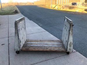 lot 7 image: Large Heavy Duty Vintage Industrial Warehouse Cart