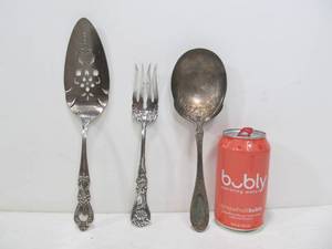 lot 353 image: Nice Group of Large Antique Victorian Flatware Serving Utensils