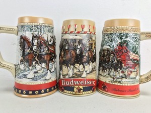 lot 8 image: Vintage Budweiser Holiday Beer Steins (Lot of 3) #3