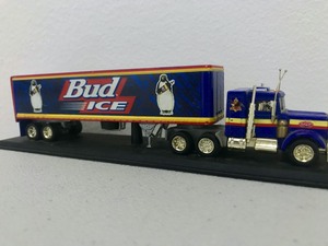 lot 16 image: Bud Ice Beer Collectable Miniature Semi-Truck w Stand