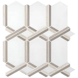 lot 85 image: Royal Link 13 in. x 11.81 in. x 10mm Polished Marble Mesh-Mounted Mosaic Tile (1.07 sq. ft.)