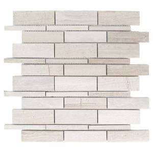 lot 86 image: Tranquil Stone Grey 10.75 in. x 12.875 in. x 9.5 mm Interlocking Textured Limestone Mosaic Tile