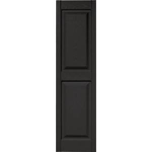 lot 97 image: 15 in. x 55 in. Raised Panel Vinyl Exterior Shutters Pair in #002 Black