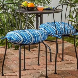 lot 10 image: Sapphire Stripe 18 in. Round Outdoor Seat Cushion (2-Pack)