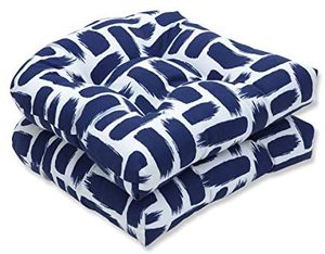 lot 13 image: 19 in. x 18 in. x 4.5 in. Baja Nautical Tufted Outdoor Seat Cushion (2 Pack)