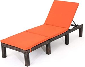 lot 18 image: Caesar Orange Outdoor Water Resistant Chaise Lounge Cushion