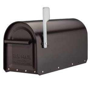 lot 26 image: Sequoia Rubbed Bronze Heavy-Duty Post Mount Mailbox