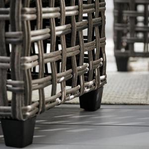 lot 30 image: Briar Ridge Brown Wicker Outdoor Patio Ottoman with CushionGuard Midnight Navy Blue Cushions