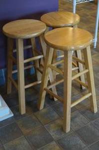lot 38 image: 3 Wood Stools