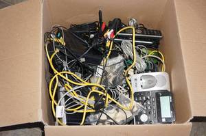 lot 78 image: Box of Wires and Small Electronics
