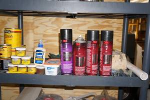 lot 316 image: Contents of Shelf - Adhesives, Putty
