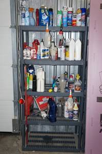 lot 443 image: Shelf with Contents - Degreaser, Oil