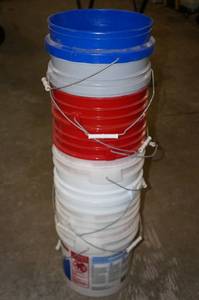 lot 445 image: Empty Buckets - White, Red