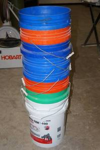 lot 446 image: Empty Buckets - Blue, Orange
