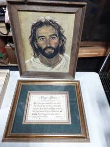 lot 52 image: 24x20 Framed Print By P. Hook & Professional Framed Prayer From 1.Chronicles 4.10